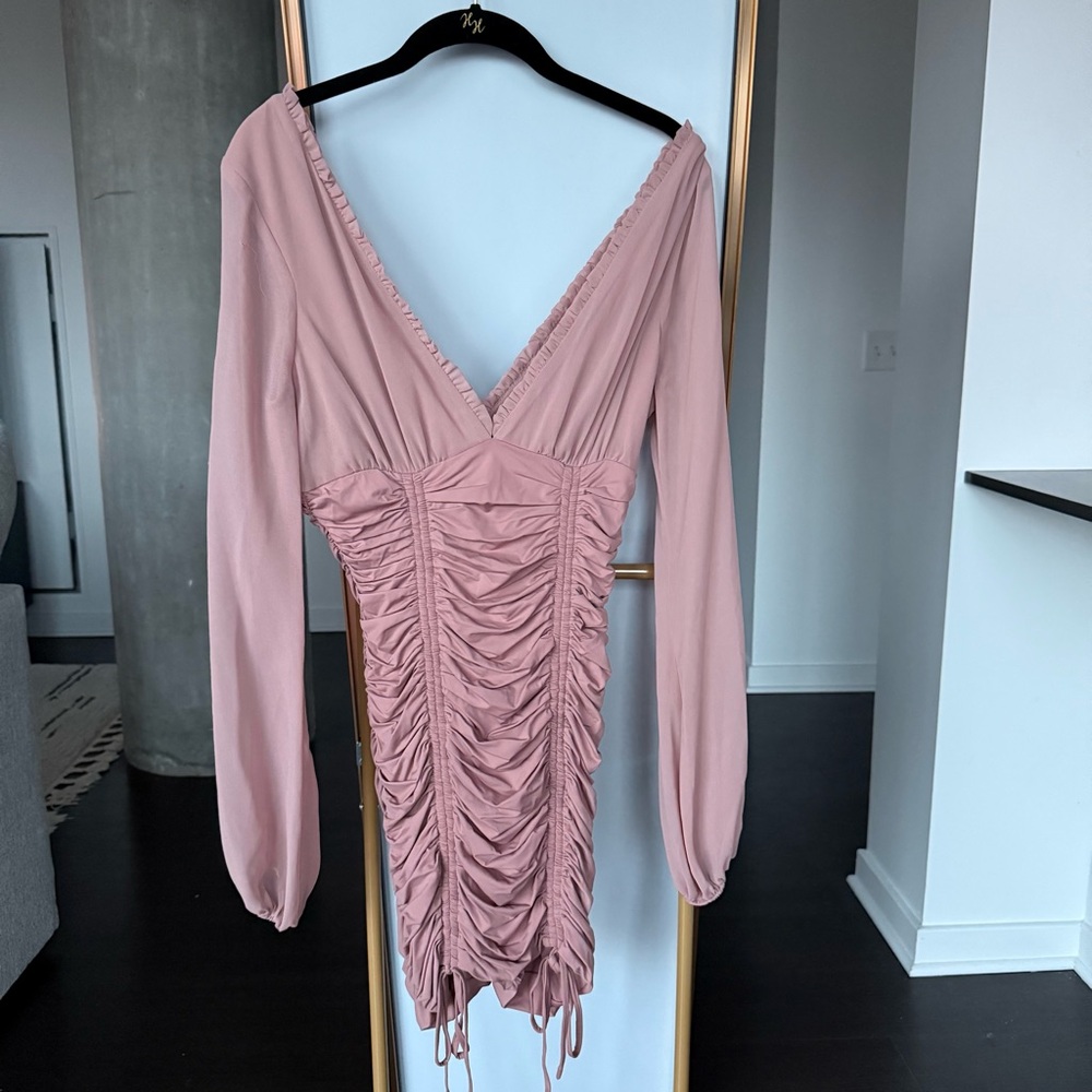 Elegant Pink Ruched Dress